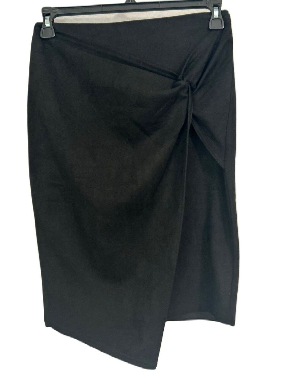 Kate Kasin Skirt Women M Black Asymmetrical Knot Stretch Pencil Office Comfy NWT
